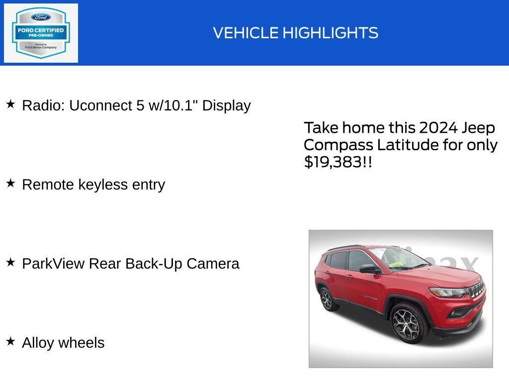 used 2024 Jeep Compass car, priced at $19,383