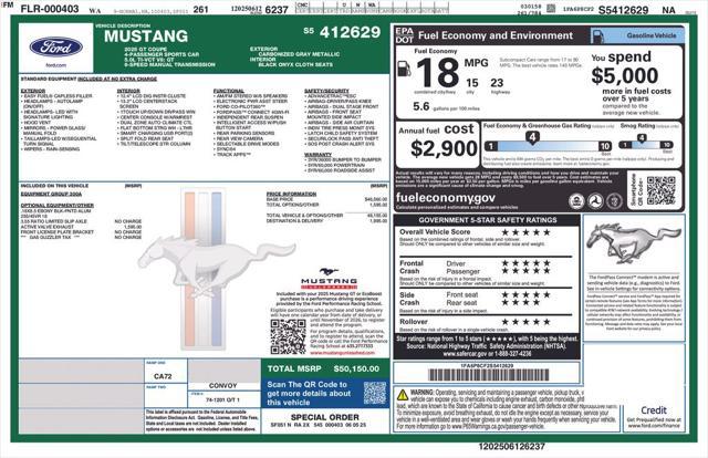 new 2025 Ford Mustang car, priced at $50,150