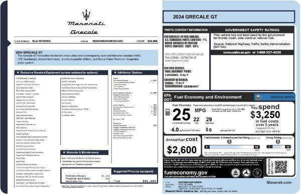 new 2024 Maserati Grecale car, priced at $81,560