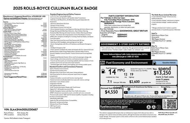 new 2025 Rolls-Royce Cullinan car, priced at $524,200