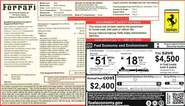 used 2021 Ferrari SF90 Stradale car, priced at $509,900