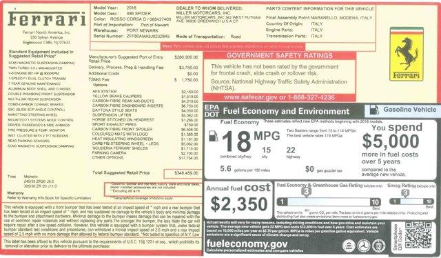 used 2018 Ferrari 488 Spider car, priced at $294,900