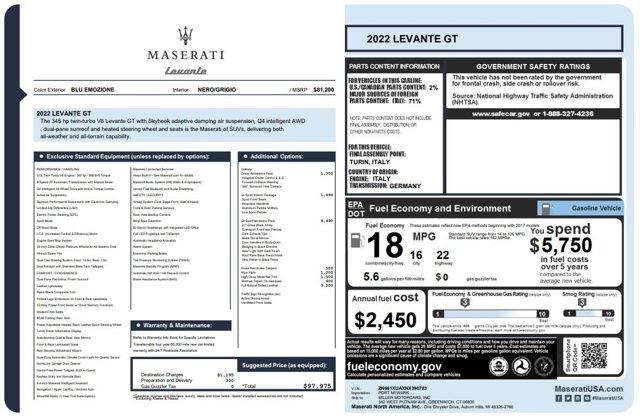 used 2022 Maserati Levante car