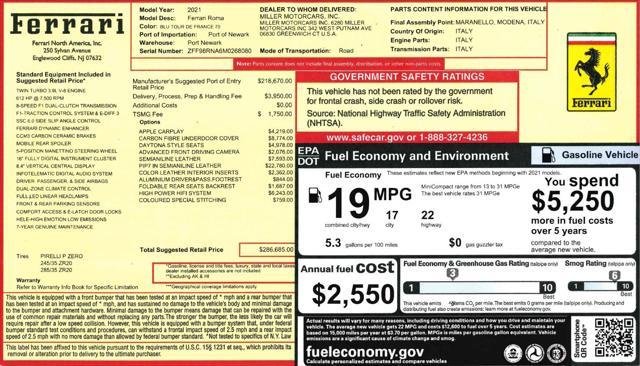 used 2021 Ferrari Roma car, priced at $209,900