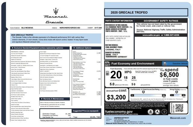 new 2025 Maserati Grecale car, priced at $135,765