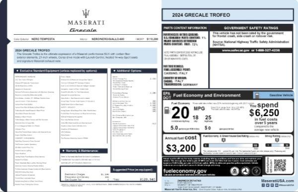 new 2024 Maserati Grecale car, priced at $120,940