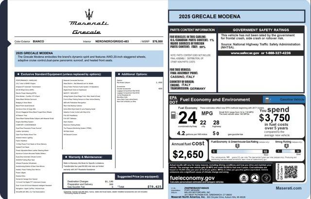 new 2025 Maserati Grecale car, priced at $65,529