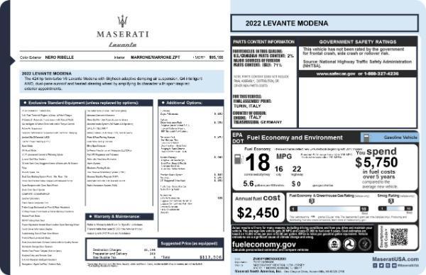 used 2022 Maserati Levante car, priced at $69,900