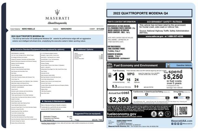 used 2022 Maserati Quattroporte car, priced at $55,900