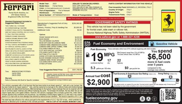 used 2023 Ferrari Roma car, priced at $245,900