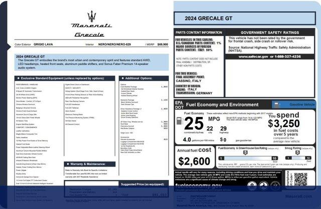 new 2024 Maserati Grecale car, priced at $72,034