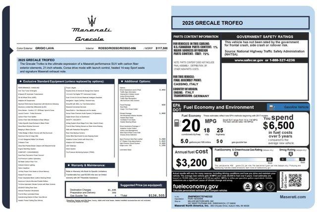 new 2025 Maserati Grecale car, priced at $136,505