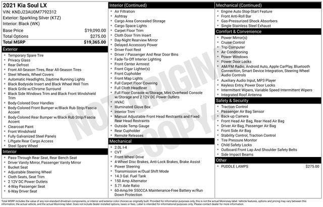 used 2021 Kia Soul car, priced at $14,445