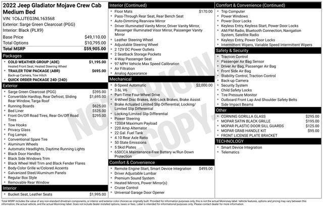 used 2022 Jeep Gladiator car, priced at $35,808