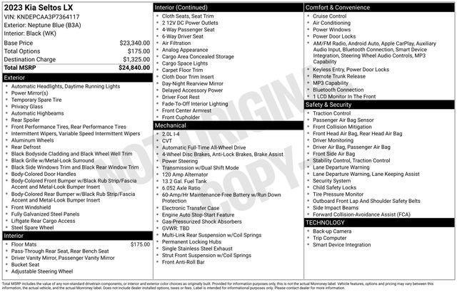 used 2023 Kia Seltos car, priced at $18,450