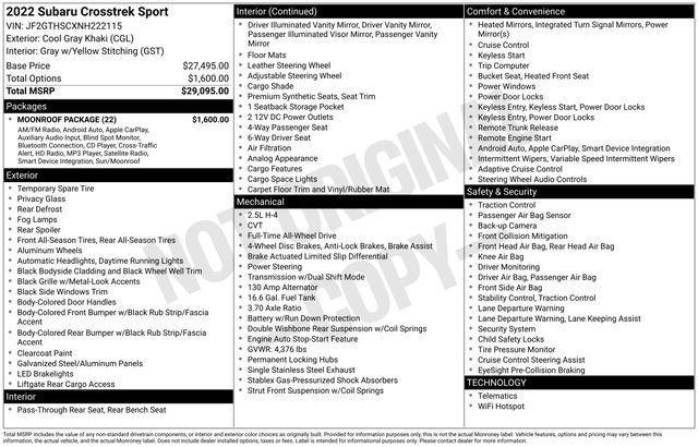 used 2022 Subaru Crosstrek car, priced at $25,555