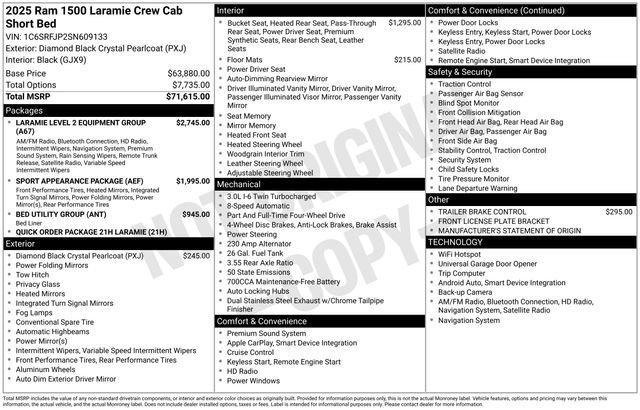 used 2025 Ram 1500 car, priced at $46,889