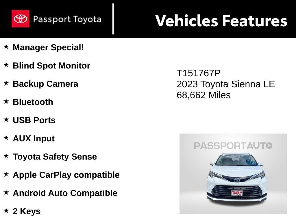 used 2023 Toyota Sienna car, priced at $31,800