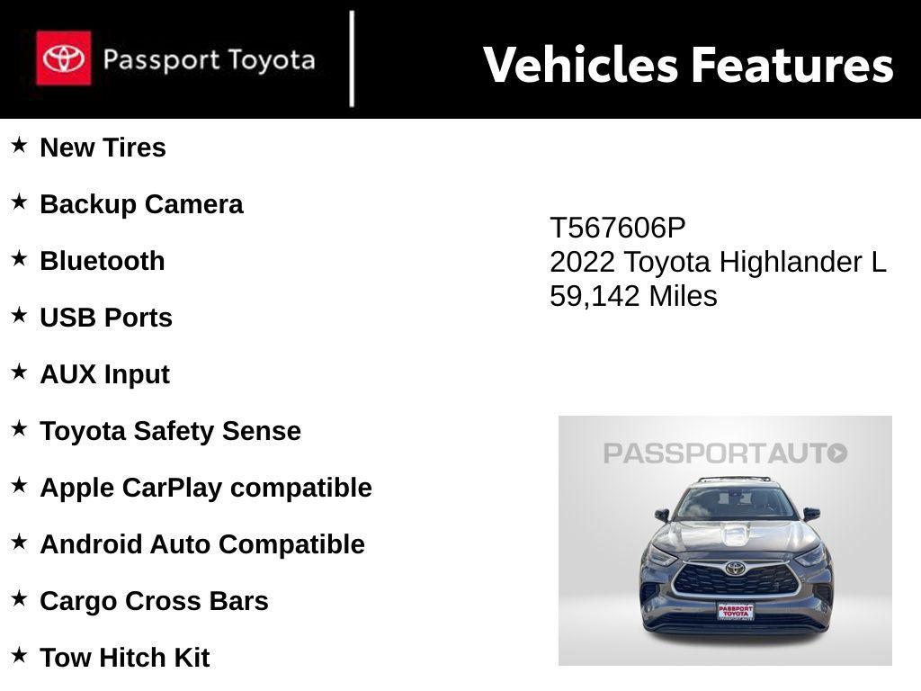 used 2022 Toyota Highlander car, priced at $27,232