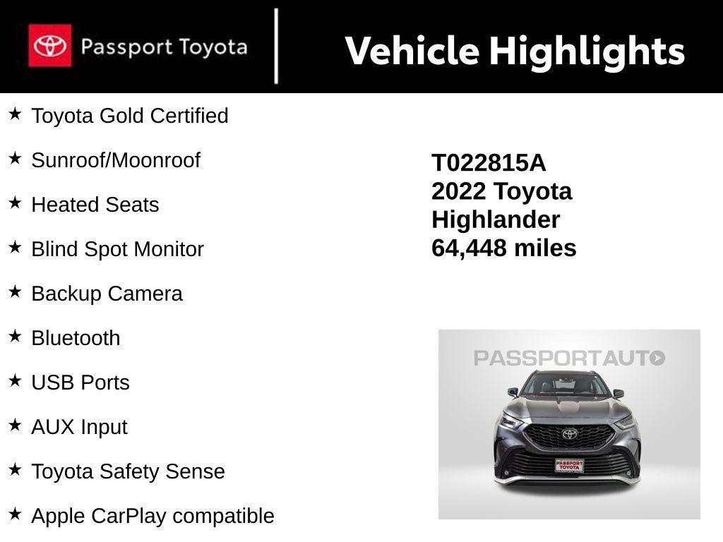 used 2022 Toyota Highlander car, priced at $35,516