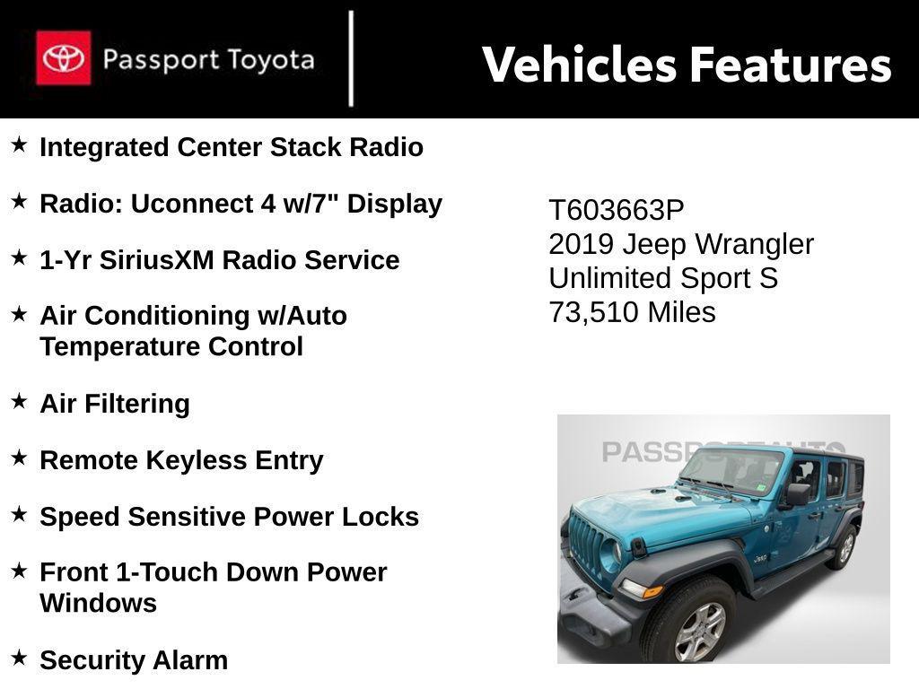 used 2019 Jeep Wrangler Unlimited car, priced at $23,450