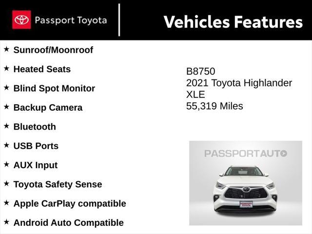 used 2021 Toyota Highlander car, priced at $33,900