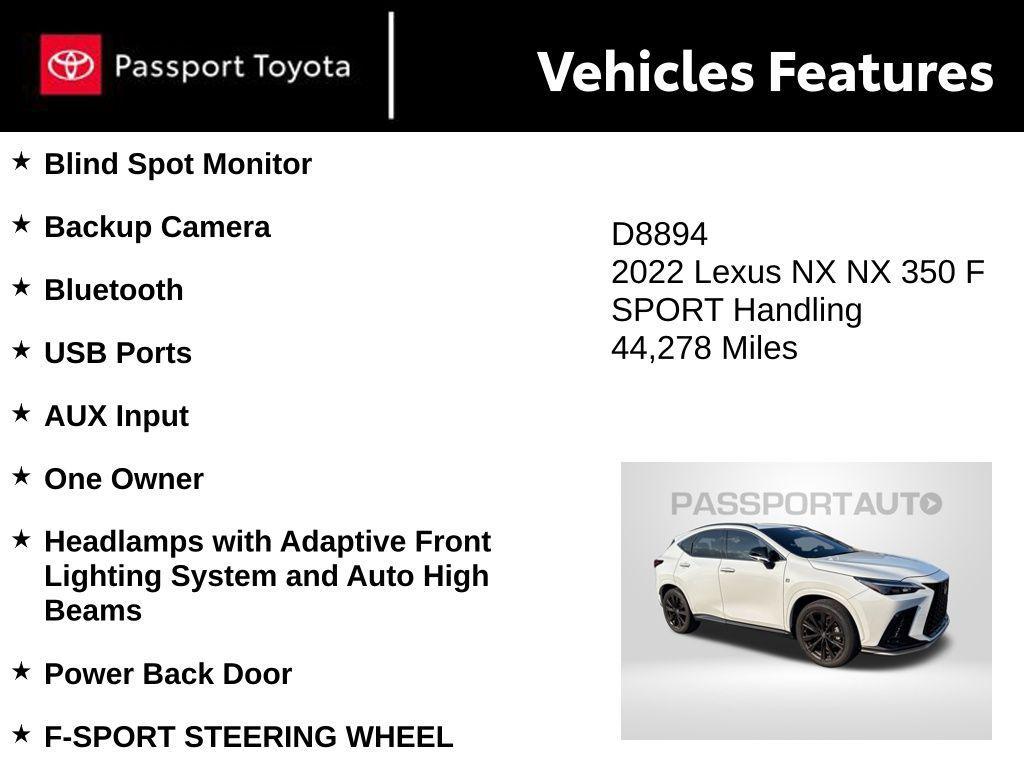 used 2022 Lexus NX 350 car, priced at $37,490