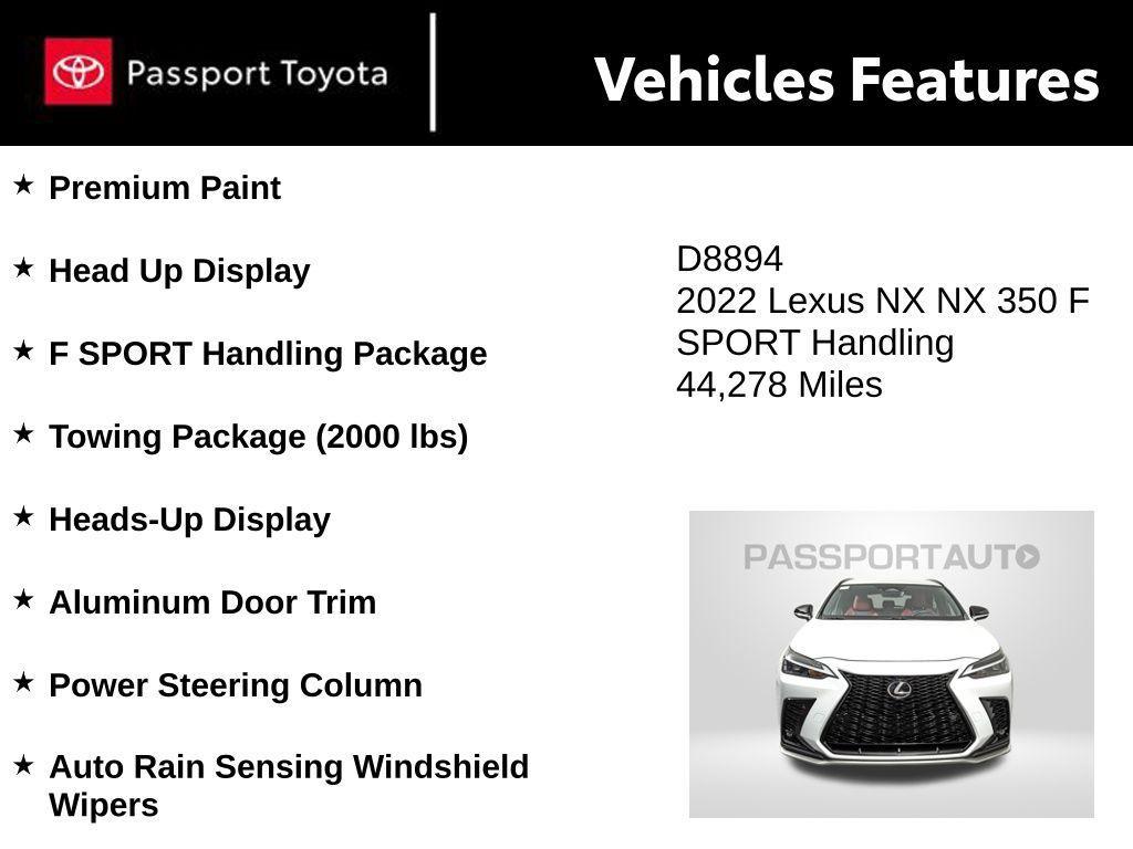 used 2022 Lexus NX 350 car, priced at $37,462