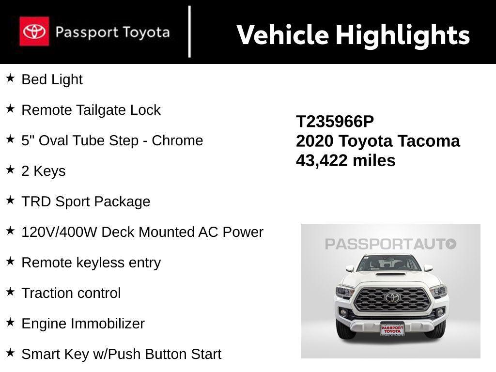 used 2020 Toyota Tacoma car, priced at $34,000