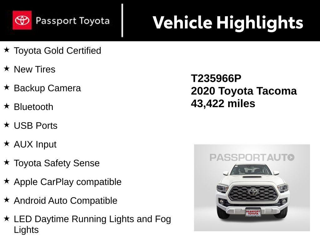 used 2020 Toyota Tacoma car, priced at $34,000