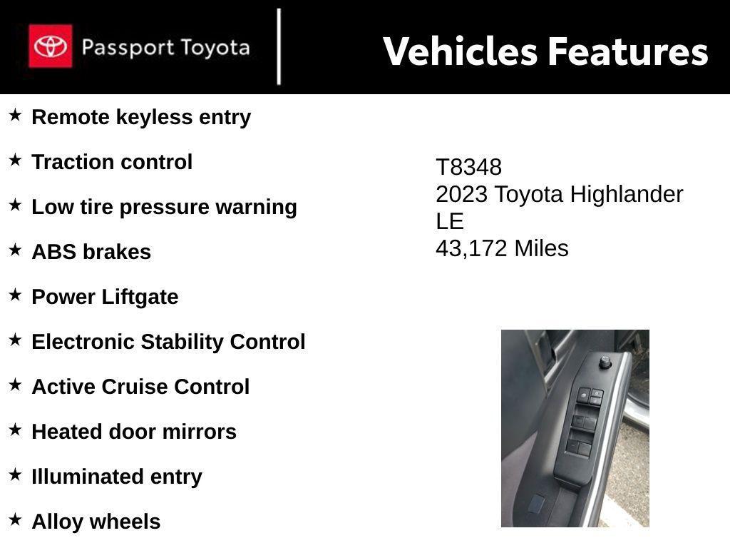 used 2023 Toyota Highlander car, priced at $30,500