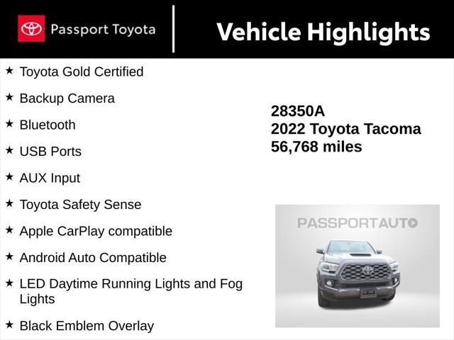 used 2022 Toyota Tacoma car, priced at $34,500