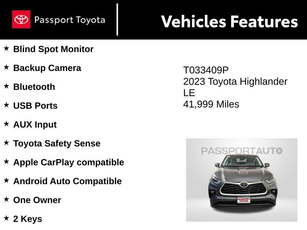 used 2023 Toyota Highlander car, priced at $30,890