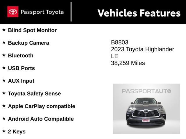 used 2023 Toyota Highlander car, priced at $33,900