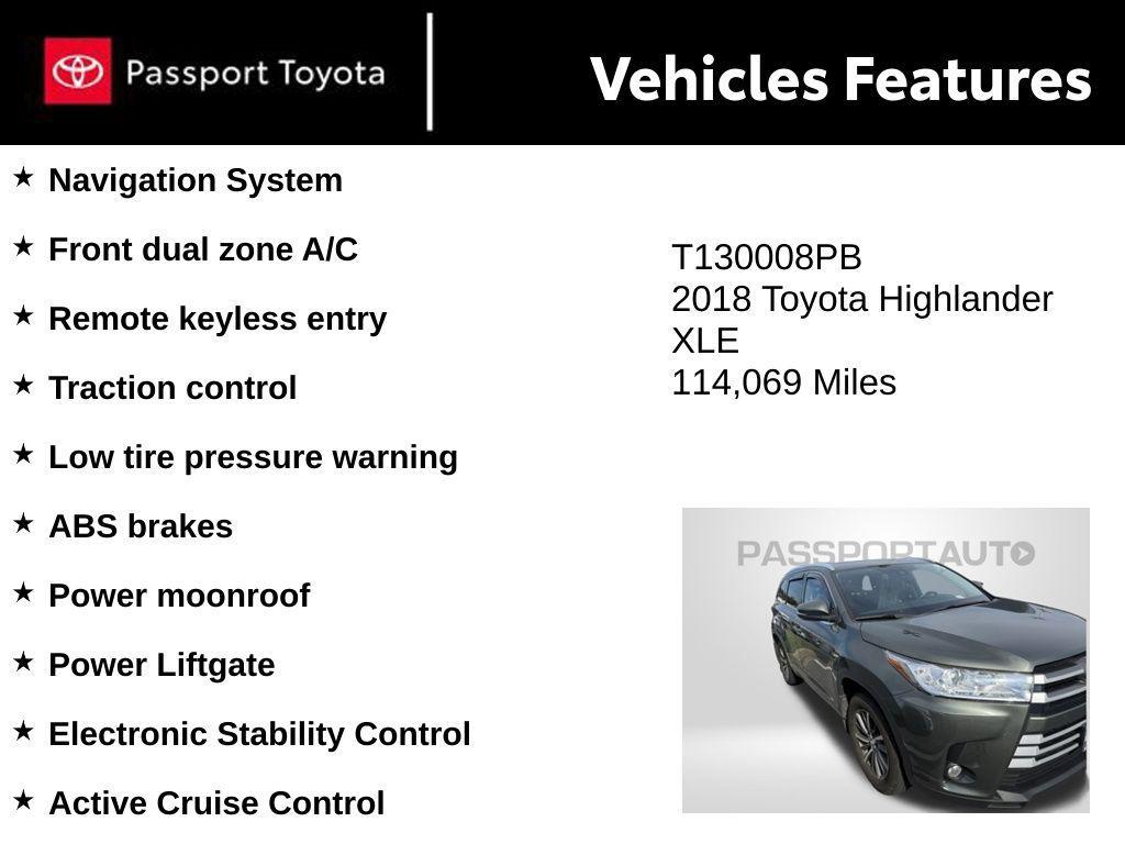 used 2018 Toyota Highlander car, priced at $20,000