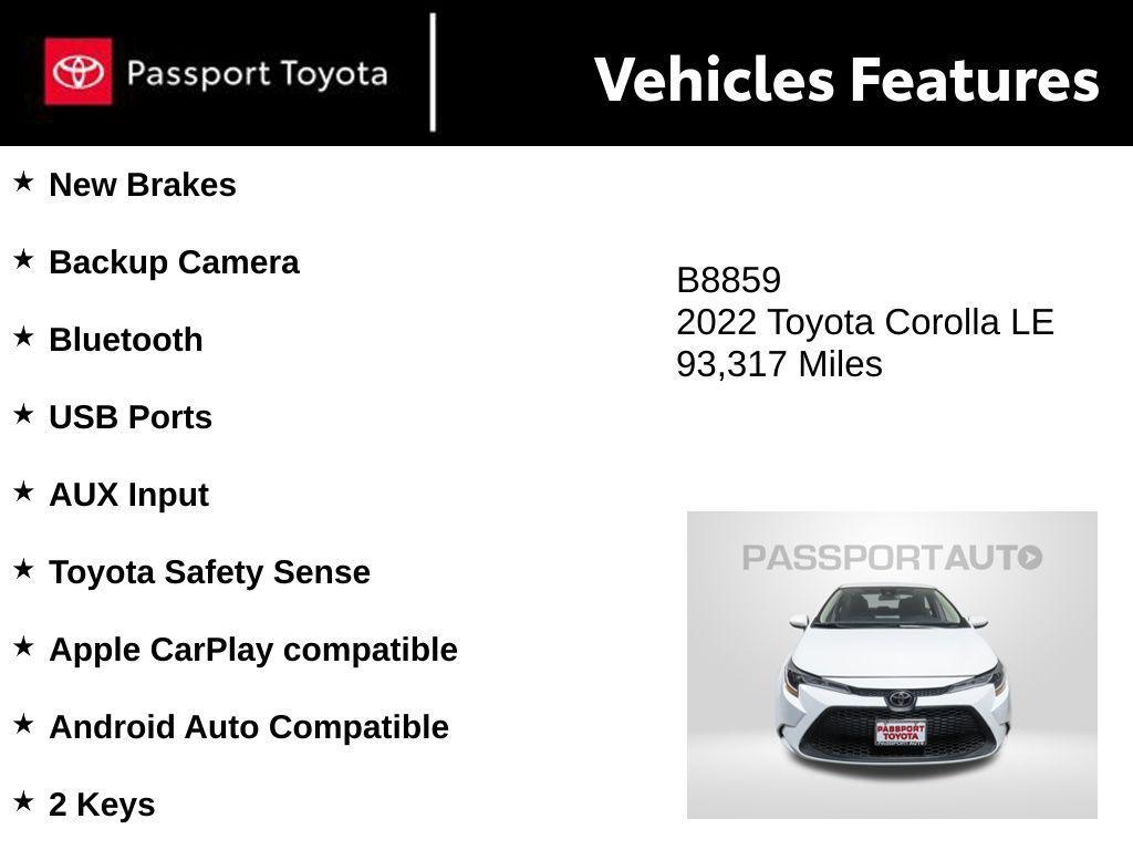 used 2022 Toyota Corolla car, priced at $15,700