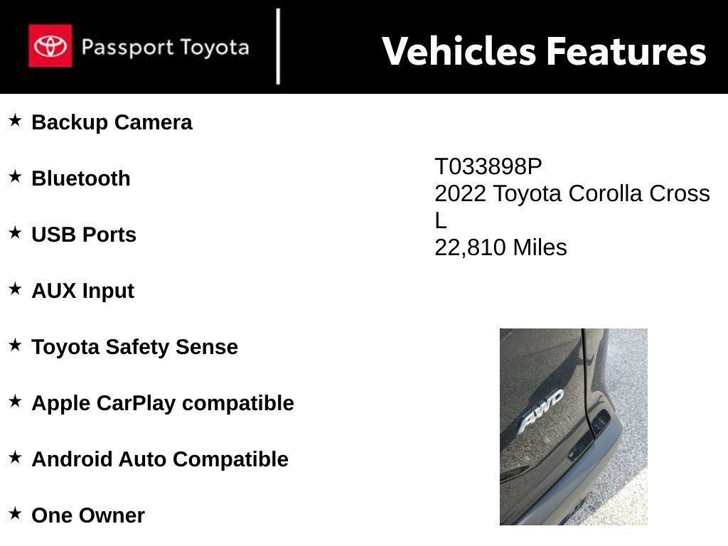 used 2022 Toyota Corolla Cross car, priced at $23,541