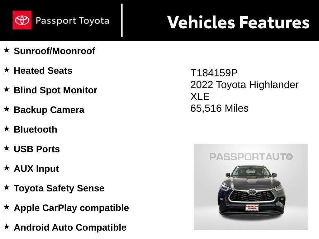 used 2022 Toyota Highlander car, priced at $32,230