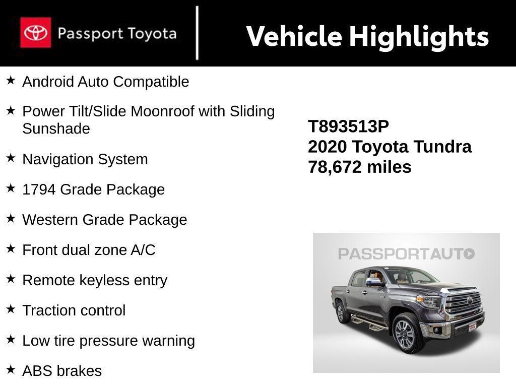 used 2020 Toyota Tundra car, priced at $41,000