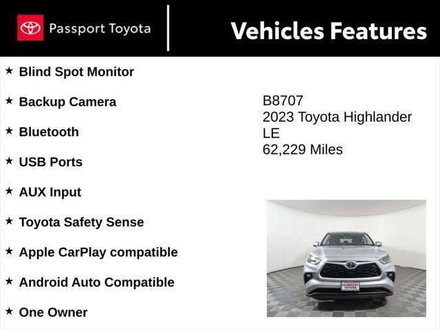 used 2023 Toyota Highlander car, priced at $34,500