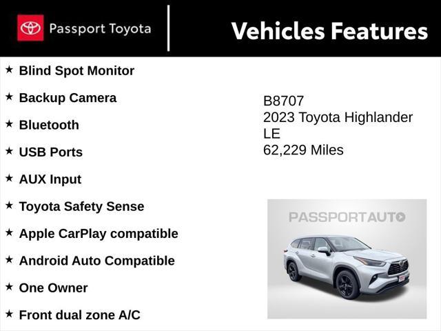 used 2023 Toyota Highlander car, priced at $30,617
