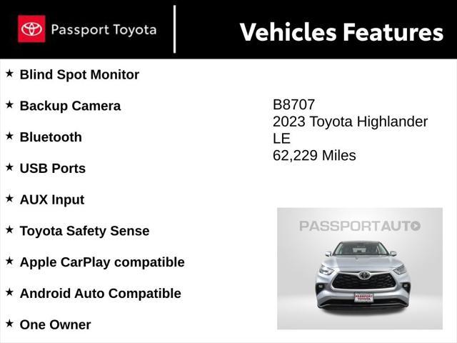 used 2023 Toyota Highlander car, priced at $34,400