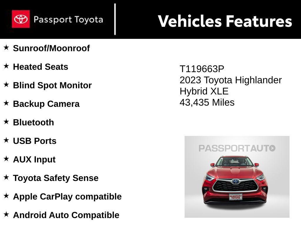used 2023 Toyota Highlander Hybrid car, priced at $40,000