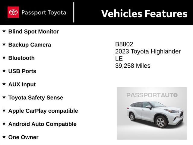 used 2023 Toyota Highlander car, priced at $35,423