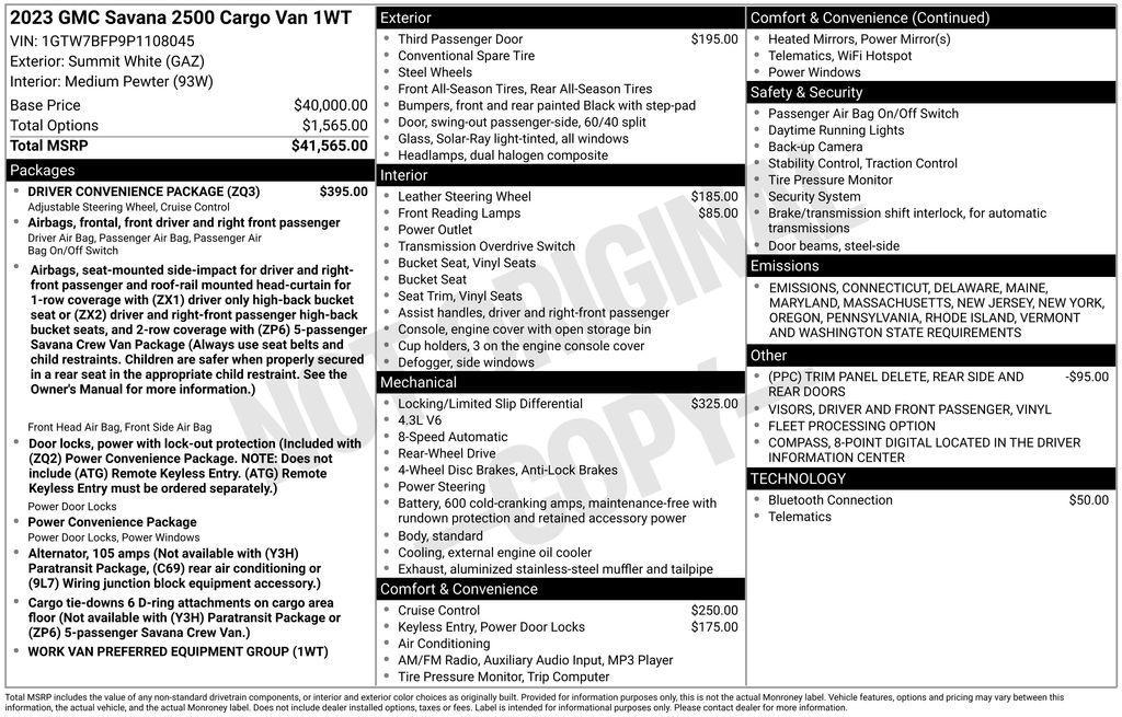 used 2023 GMC Savana 2500 car, priced at $27,795