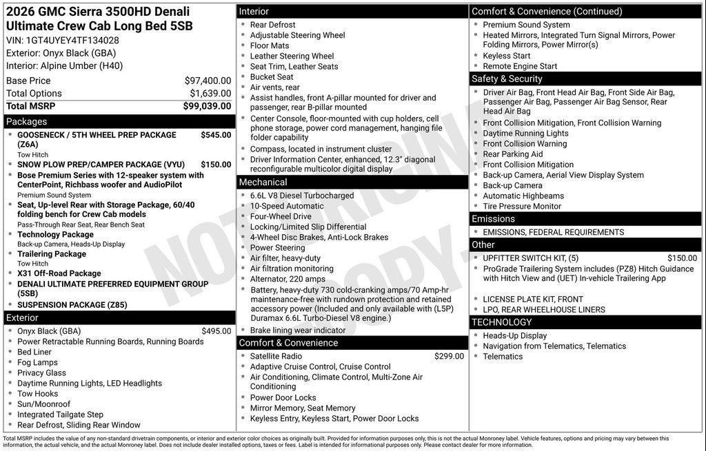 new 2026 GMC Sierra 3500 car, priced at $108,327