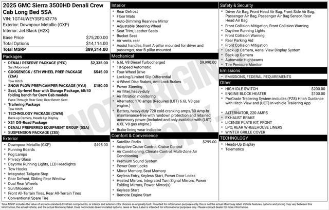 new 2025 GMC Sierra 3500 car, priced at $88,509