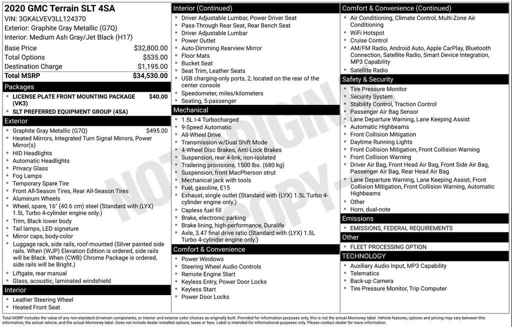 used 2020 GMC Terrain car, priced at $21,073