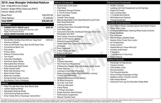 used 2016 Jeep Wrangler Unlimited car, priced at $21,070