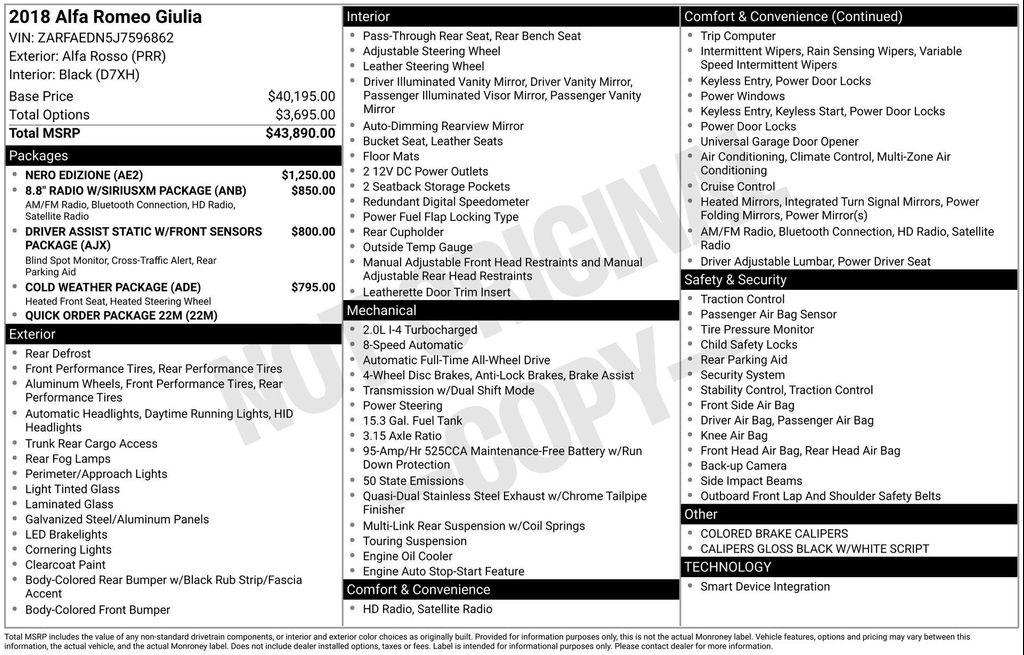 used 2018 Alfa Romeo Giulia car, priced at $20,277